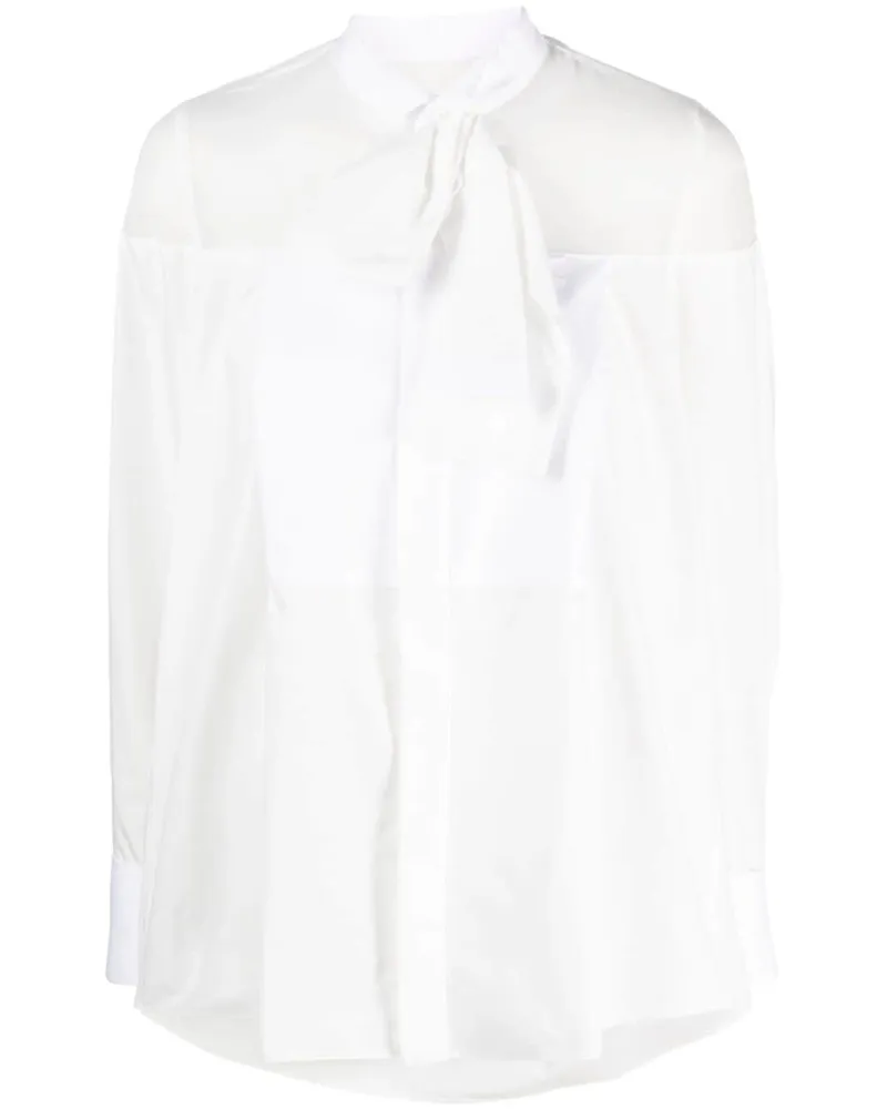 Sacai Hemd mit semi-transparenten Einsätzen - Weiß Weiß