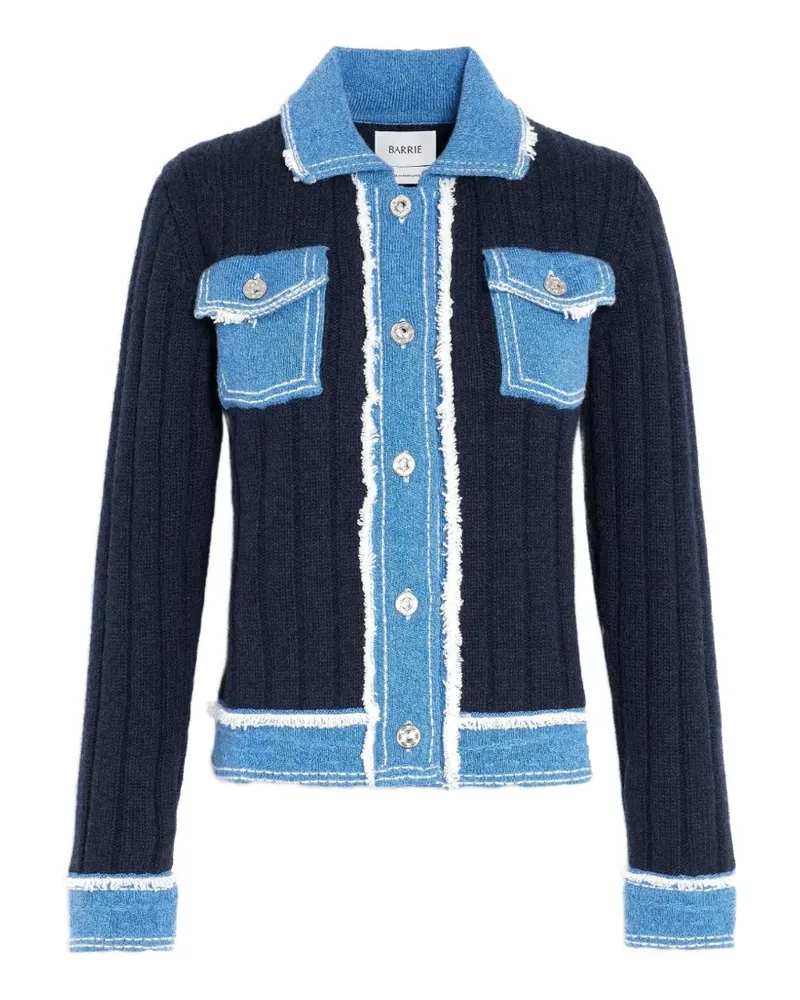 Barrie ribbed-knit frayed-edge jacket - Blau Blau