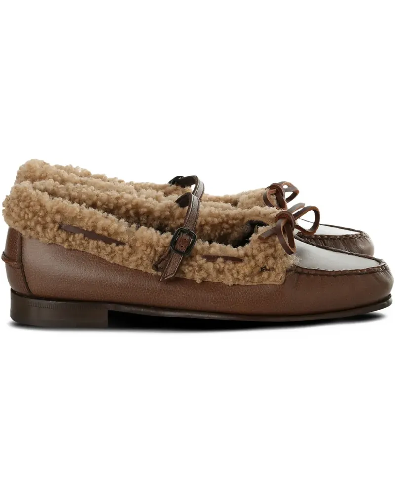 HEREU shearling-trimmed buckle loafers - Braun Braun