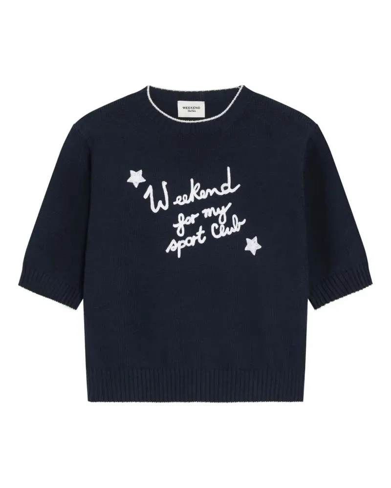 Max Mara embroidered short-sleeve sweater - Blau Blau