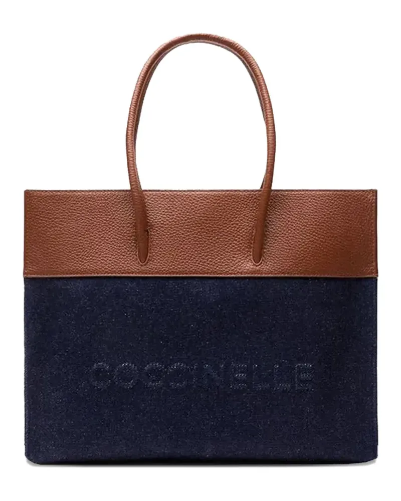 Coccinelle Myrtha Jeans-Tote Bag mit Lederbesatz - Blau Blau