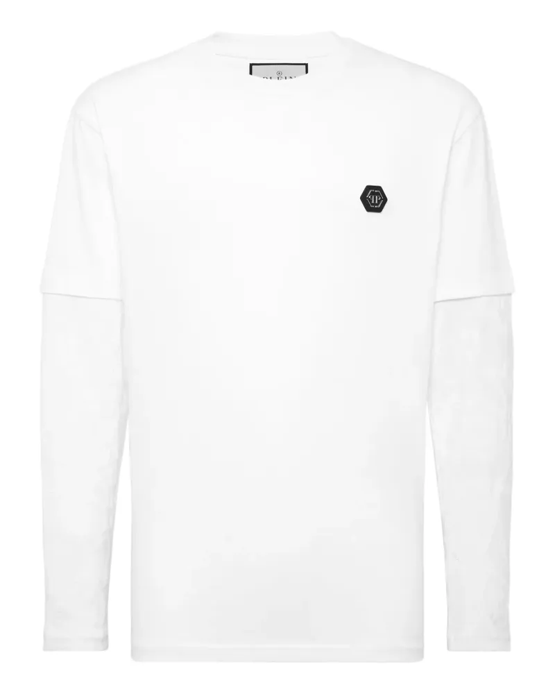 Philipp Plein Jacquard-T-Shirt mit doppelten Ärmeln - Weiß Weiß