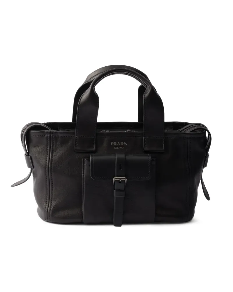 Prada Route medium leather tote bag - Schwarz Schwarz