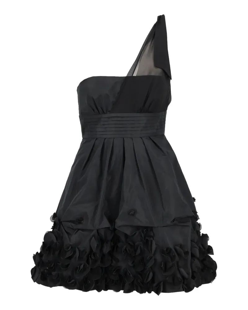 BCBGMAXAZRIA one-shoulder floral-appliqué mini dress - Schwarz Schwarz
