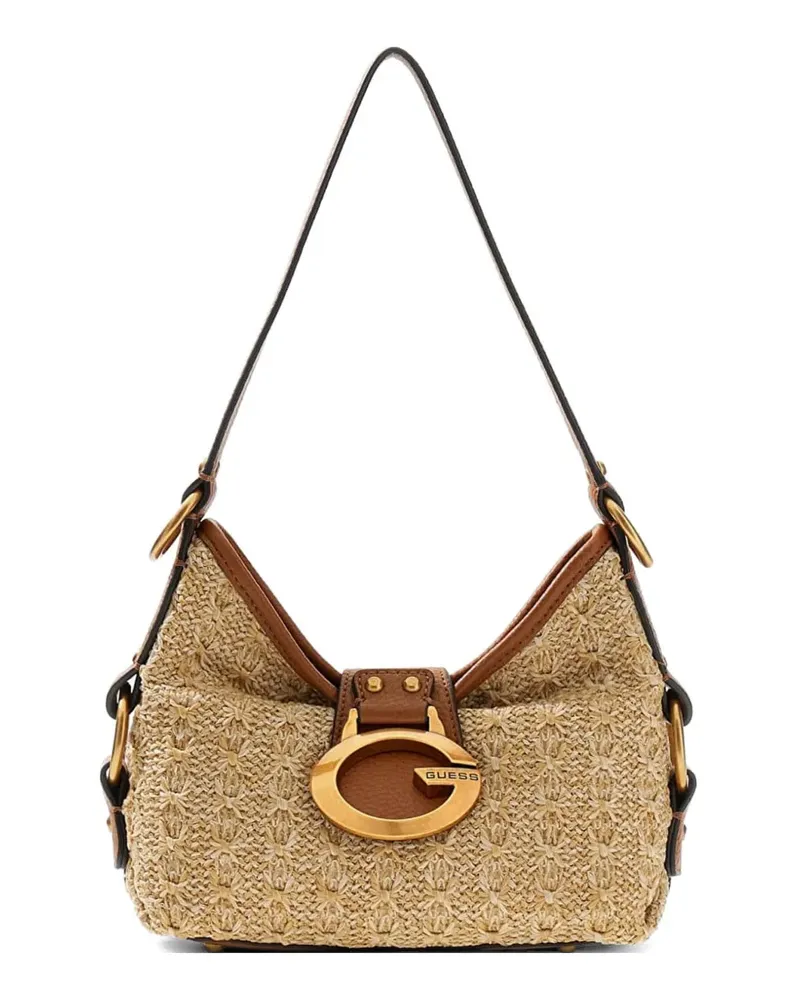 Guess Camden woven logo-plaque tote bag - Nude Nude