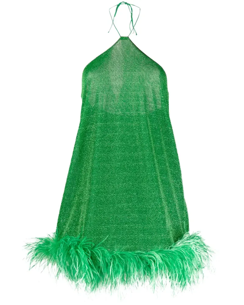 Oséree Kleid mit Federn - Grün Grün