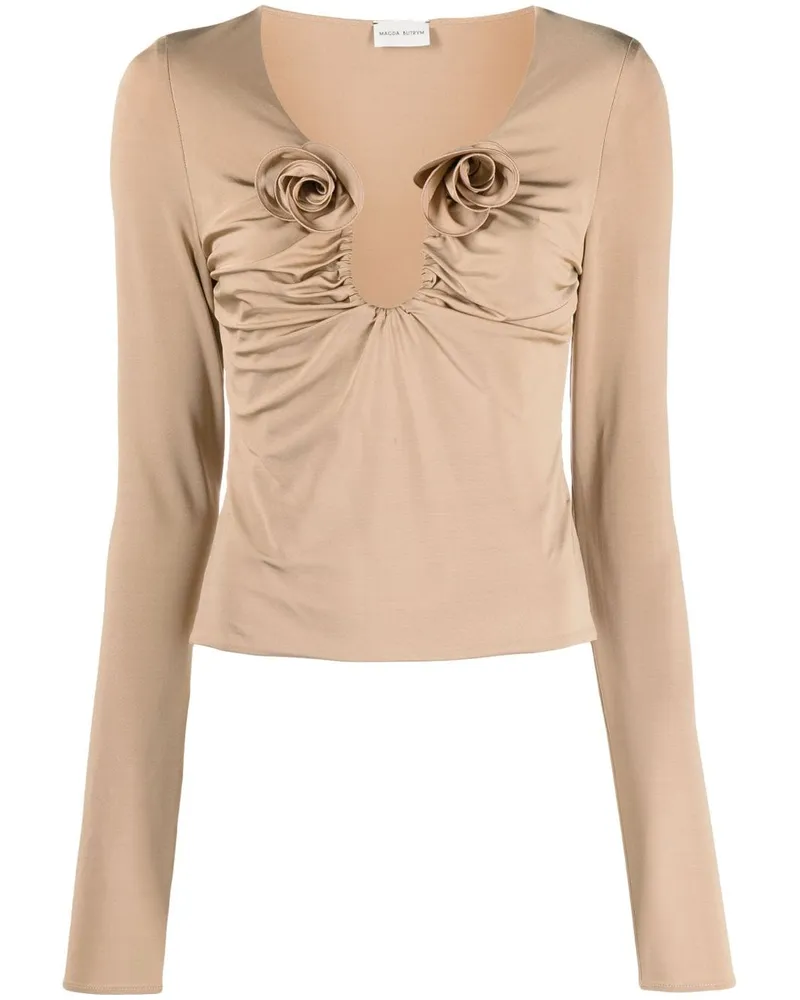 Magda Butrym Geraffte Bluse - Nude Nude