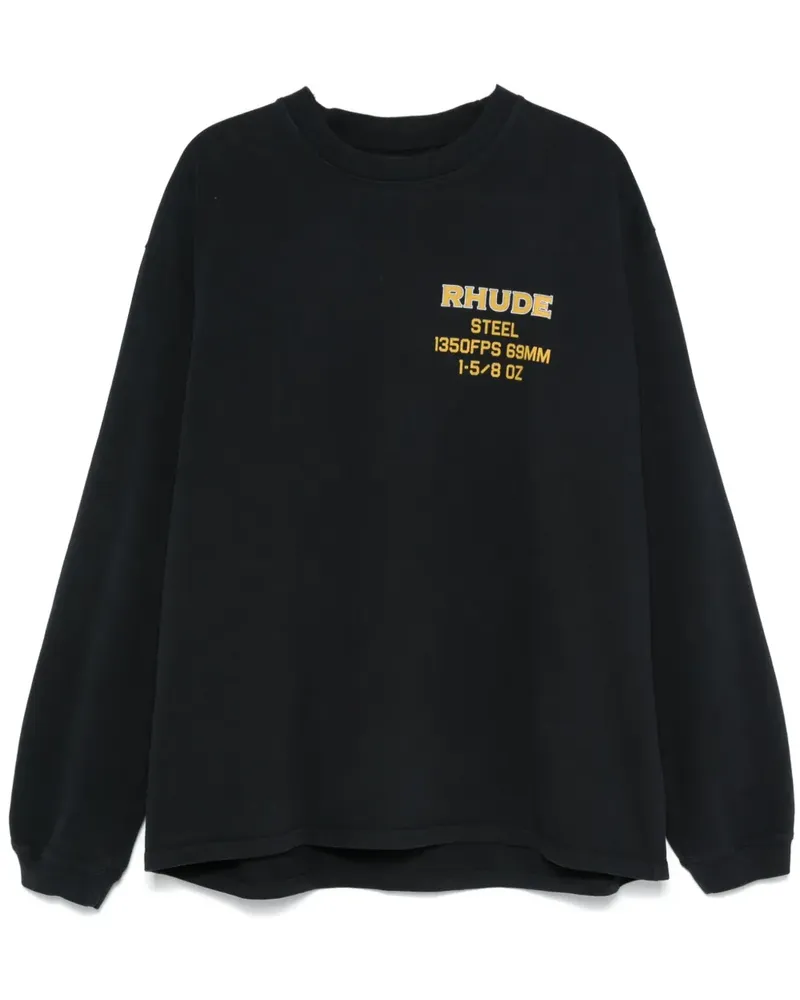 RHUDE Langarmshirt mit Text-Print - Schwarz Schwarz