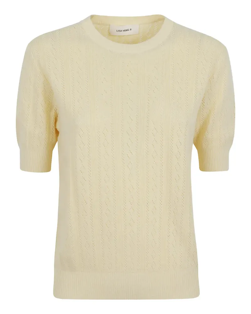 Lisa Yang pointelle-knit short-sleeve sweater - Gelb Gelb