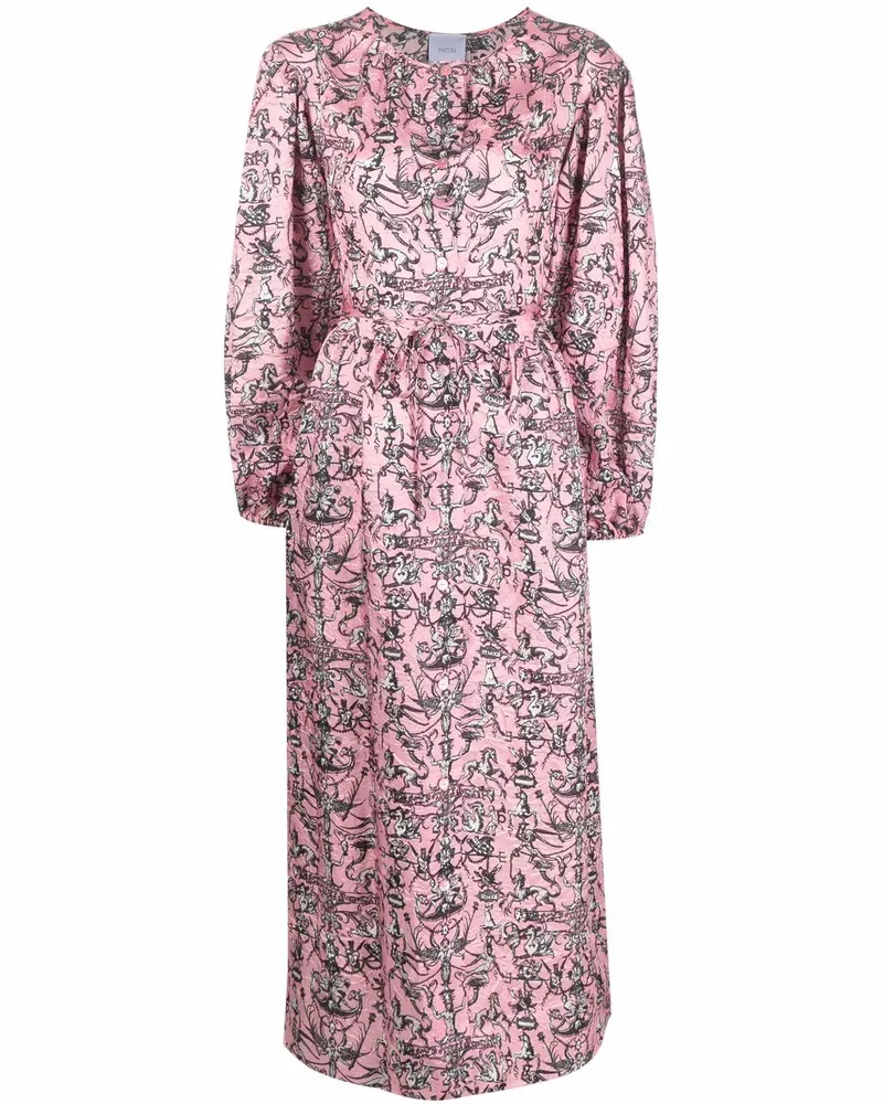 Patou Langes Hemdkleid mit Print - Rosa Rosa