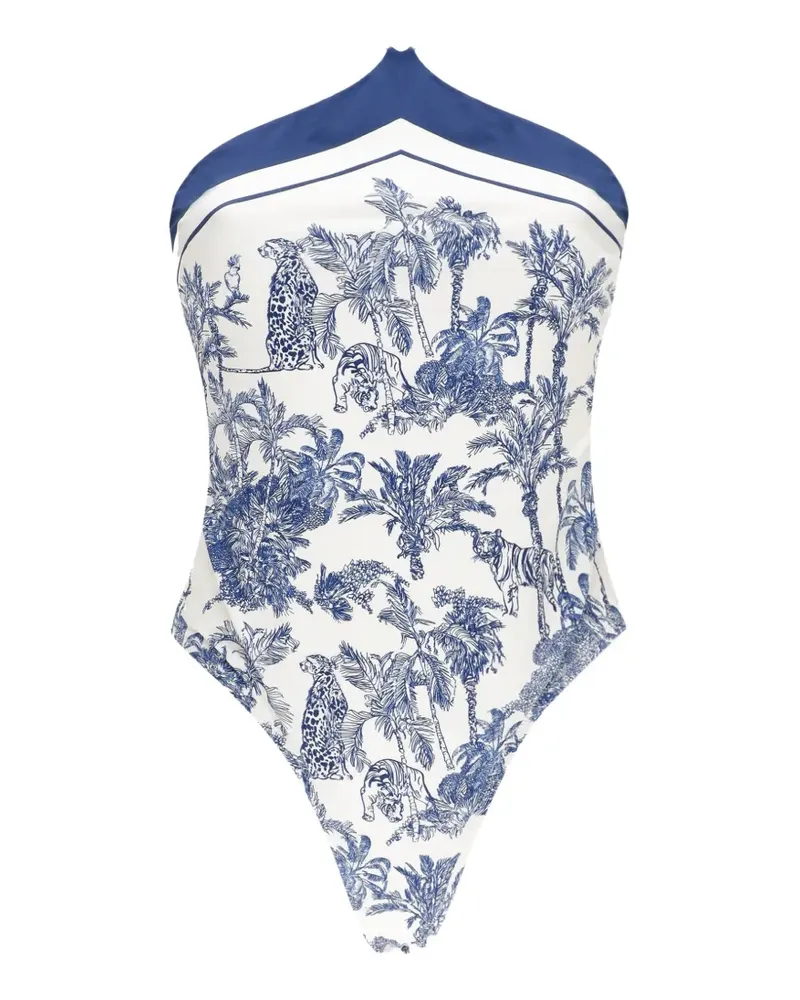 MC2 Saint Barth Meryem animal-print halterneck swimsuit - Weiß Weiß