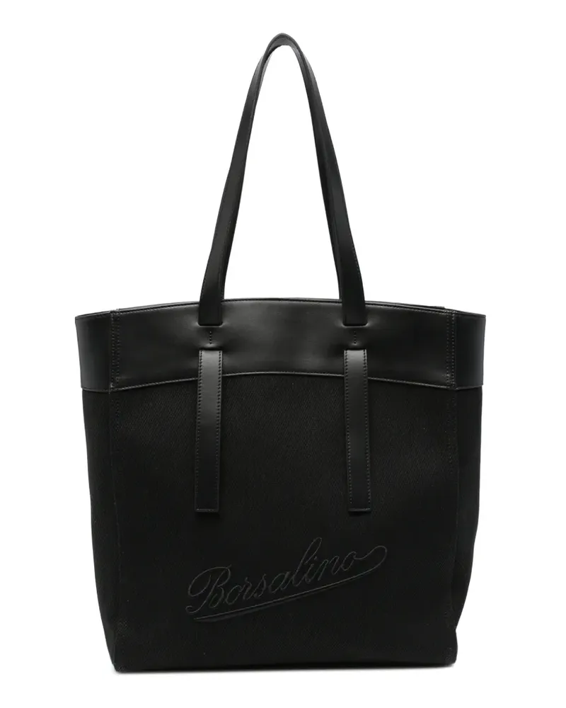 Borsalino Schultertasche mit Logo-Stickerei - Schwarz Schwarz