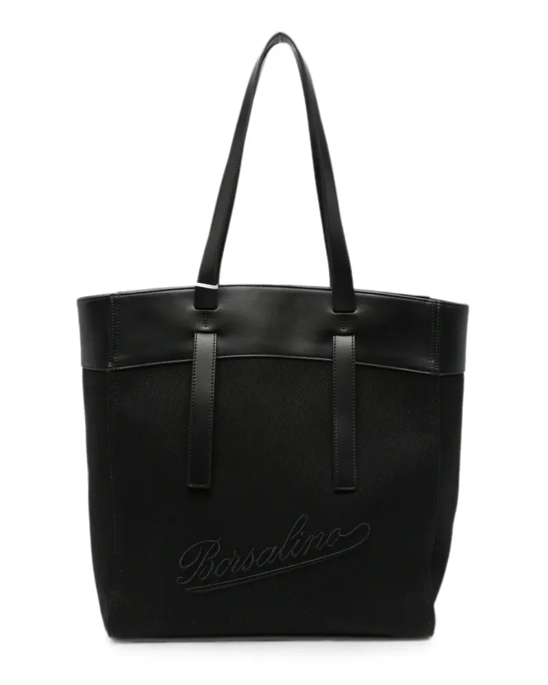 Borsalino logo-embroidered shoulder bag - Schwarz Schwarz