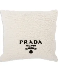 Prada Kissen aus Faux Fur Weiß