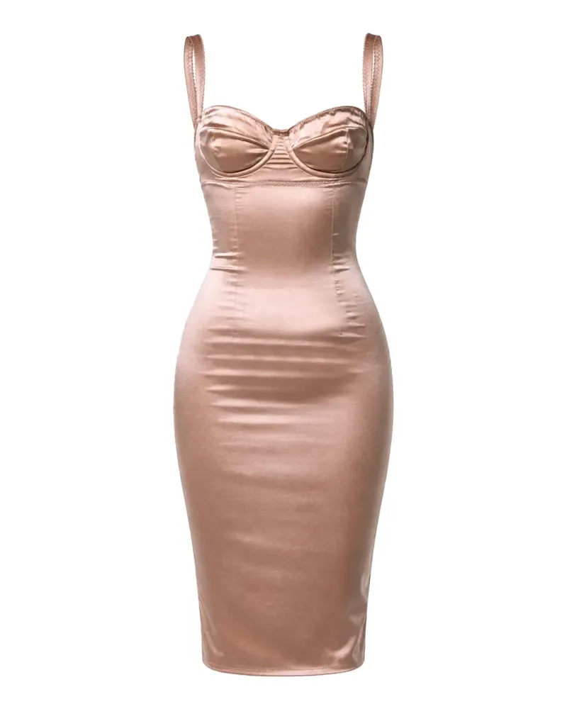 Dolce & Gabbana Bustier-Midikleid mit Satin-Finish - Rosa Rosa