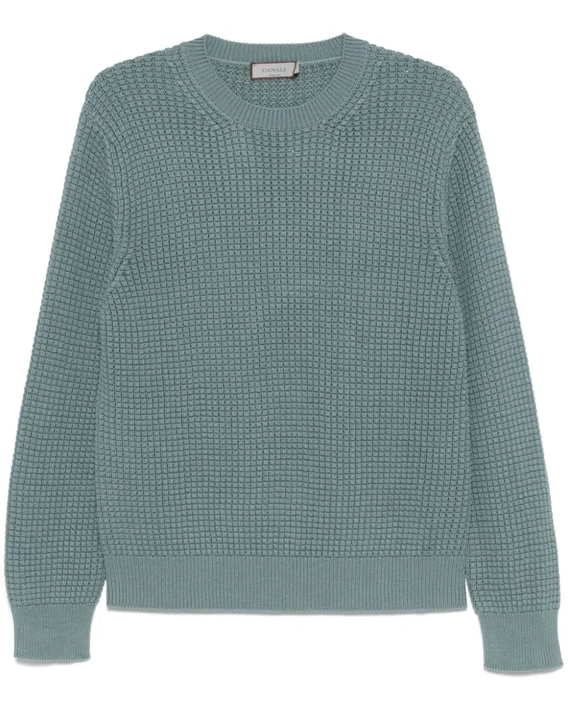 Canali Pullover in Waffelstrick - Blau Blau