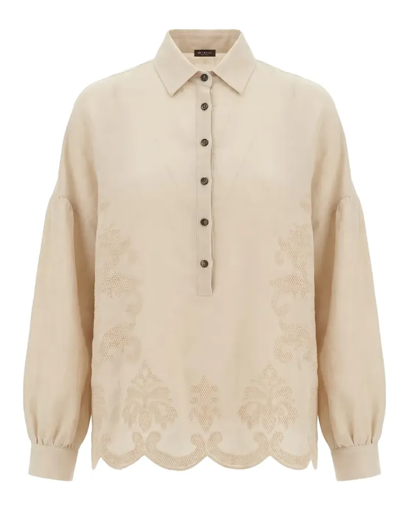 Kiton embroidered scalloped-hem blouse - Nude Nude