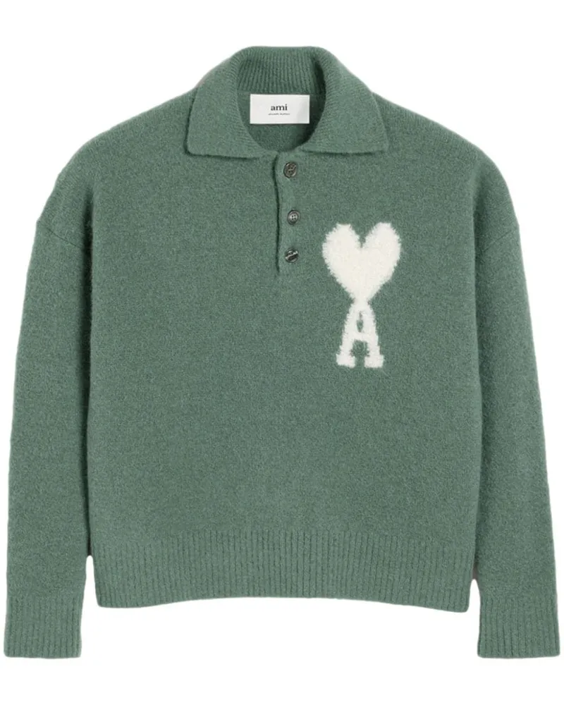 AMI Paris Ami de Coeur Pullover mit Poloshirtkragen - Grau Grau