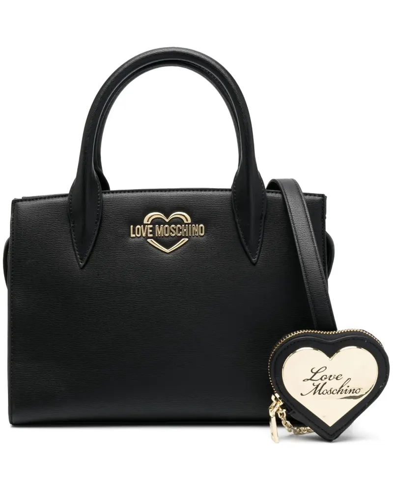 Moschino Handtasche mit Logo-Schild - Schwarz Schwarz