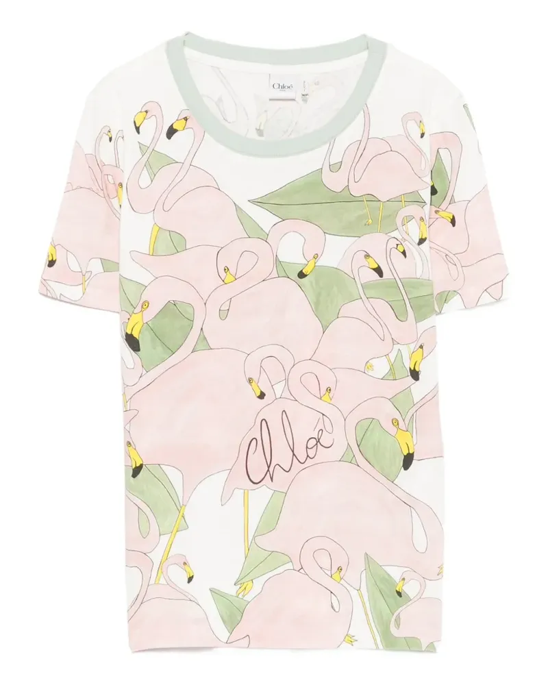Chloé flamingo-print T-shirt - Nude Nude