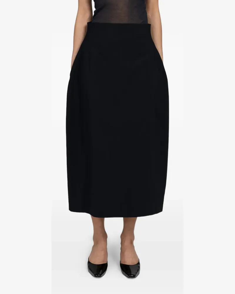 AMOMENTO curved-silhouette midi skirt - Schwarz Schwarz