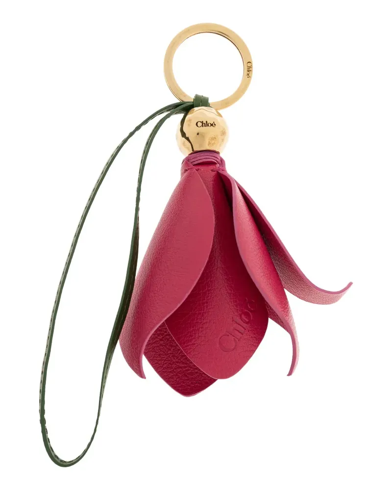 Chloé Tulip flower-pendant leather keyring - Rosa Rosa