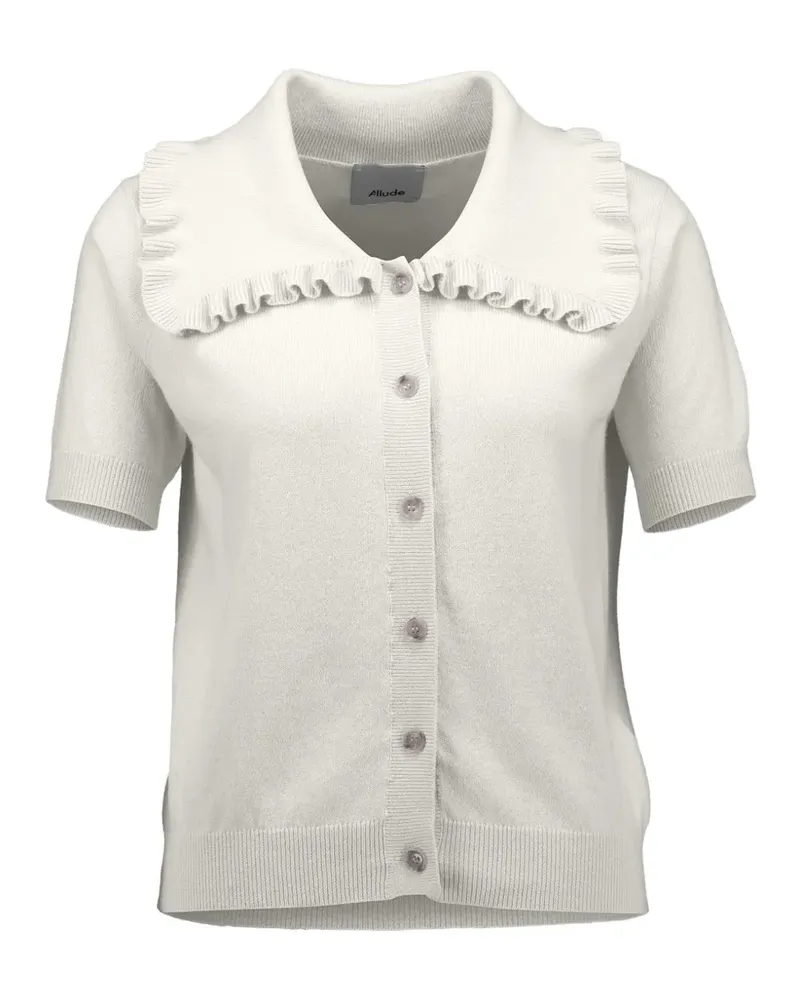ALLUDE ruffled-collar short-sleeve cardigan - Weiß Weiß