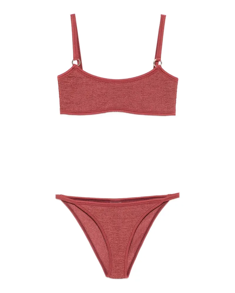 Hunza G Bikini in Knitteroptik mit Ringdetail - Rosa Rosa