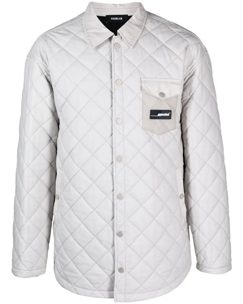 Egonlab Gesteppte Jacke mit Logo-Patch - Grau Grau