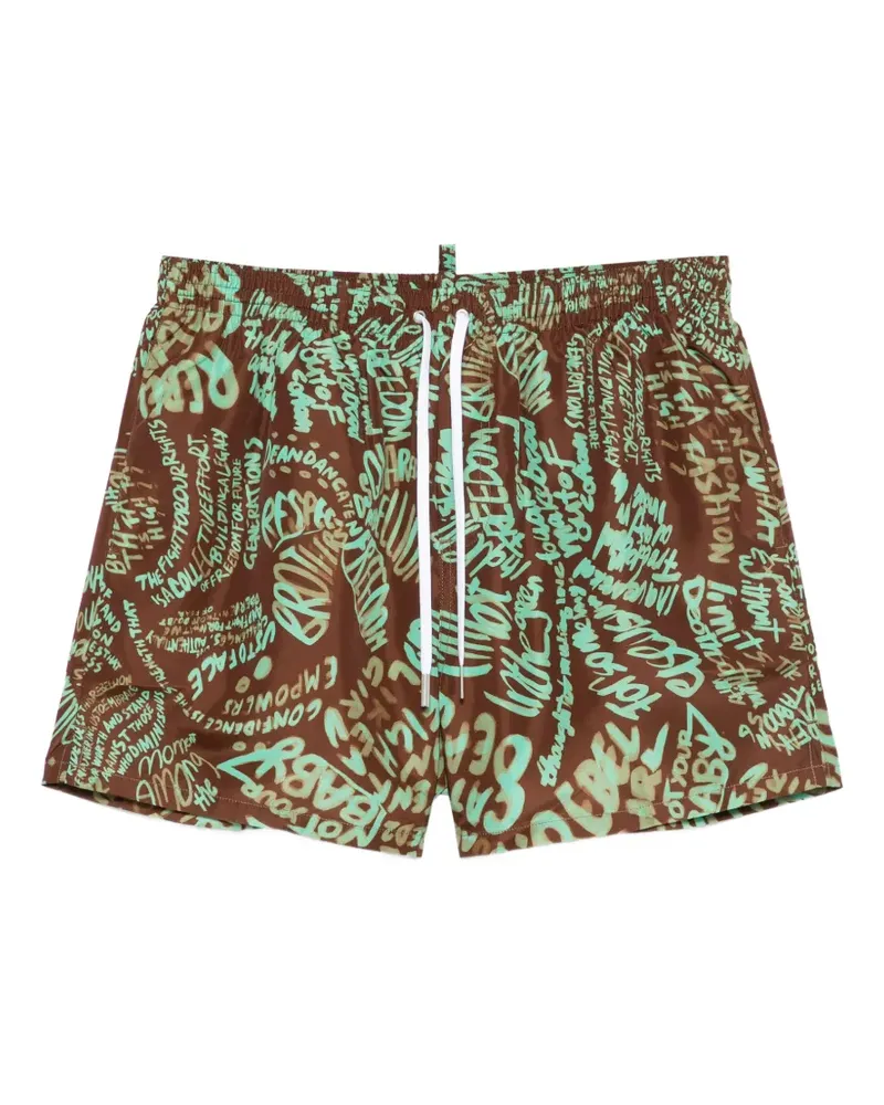 Dsquared2 graffiti-print swim shorts - Braun Braun