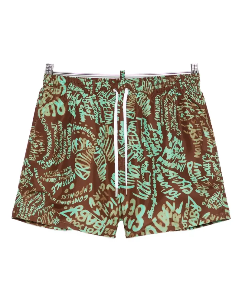 Dsquared2 graffiti-print swim shorts - Braun Braun