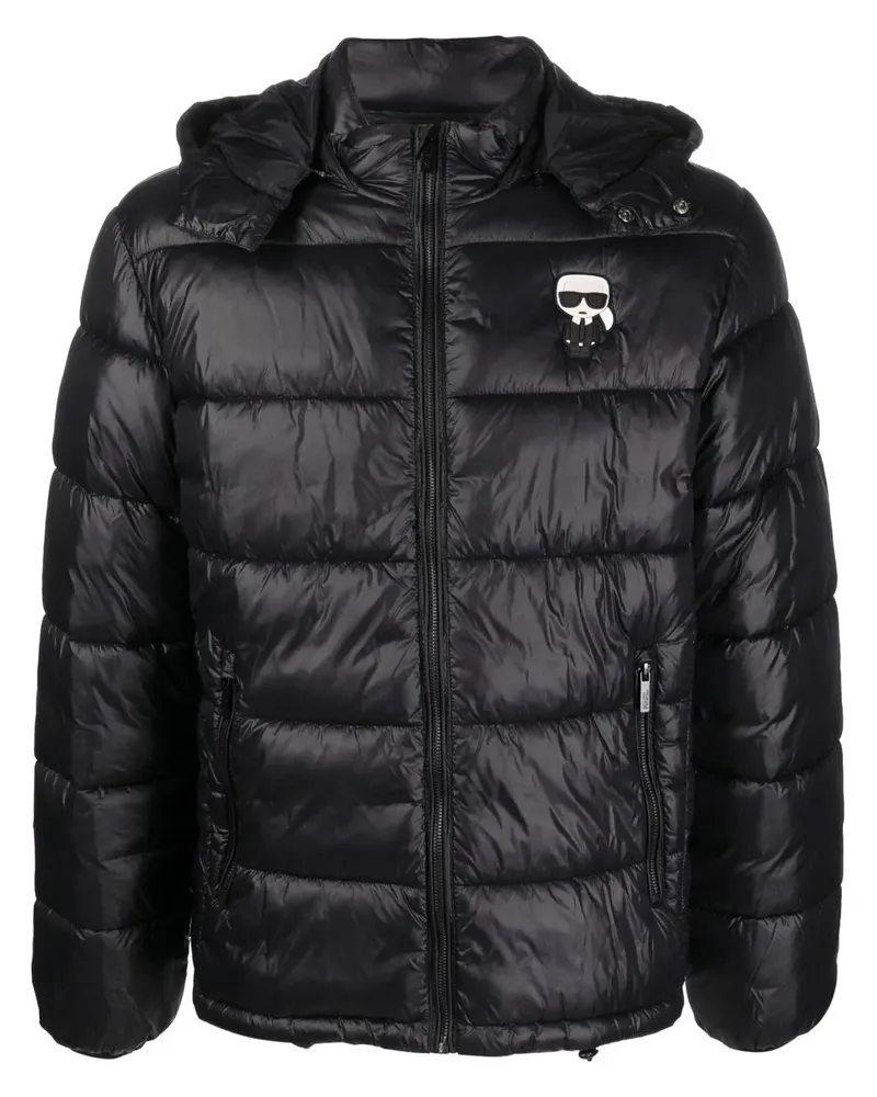 Karl Lagerfeld Gefütterte Kapuzenjacke - Schwarz Schwarz
