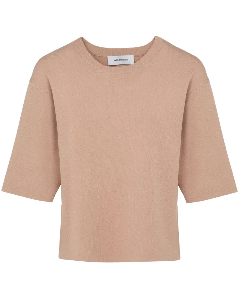 Yves Salomon Gestricktes Cropped-T-Shirt - Nude Nude