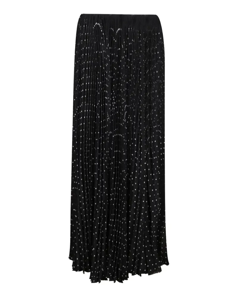 Saint Laurent Gepunkteter Faltenrock - Schwarz Schwarz