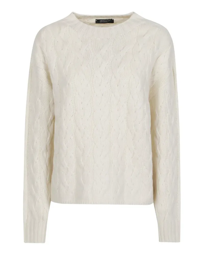 ARAGONA Kaschmirpullover mit Zopfmuster - Weiß Weiß