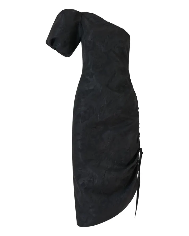 Rosie Assoulin One-Shoulder-Midikleid aus strukturiertem Jacquard - Schwarz Schwarz