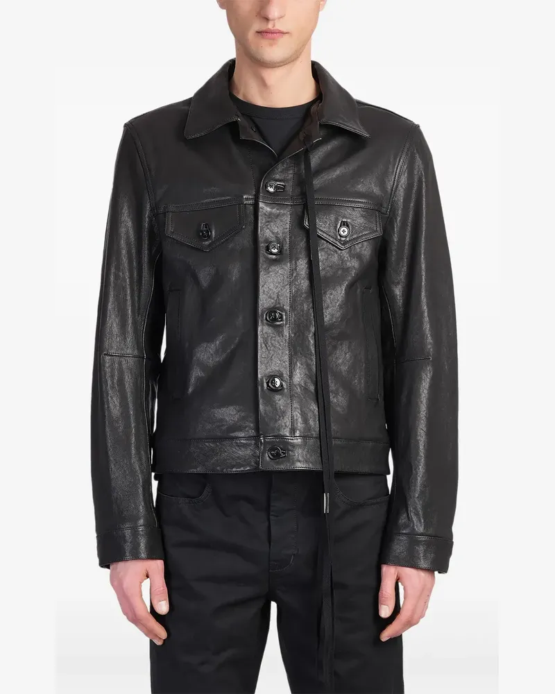 Ann Demeulemeester Ebbe Lederjacke - Schwarz Schwarz
