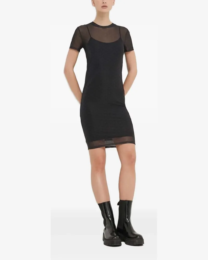 HUGO BOSS Mesh-Kleid mit Logo-Print - Schwarz Schwarz