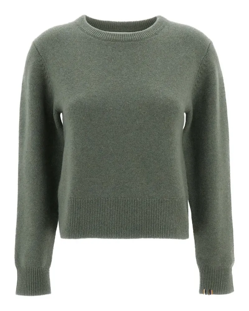 extreme cashmere Jeanne Pullover mit Rundhalsausschnitt und geripptem Besatz - Grün Grün