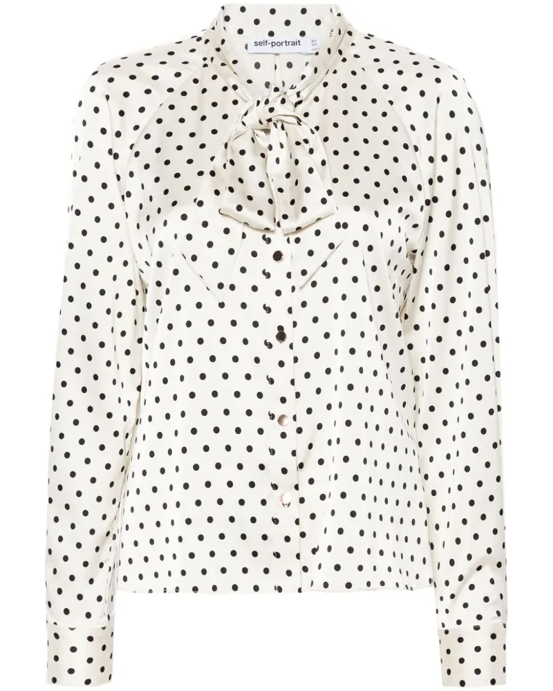 Self-Portrait Bluse mit Polka Dots - Nude Nude
