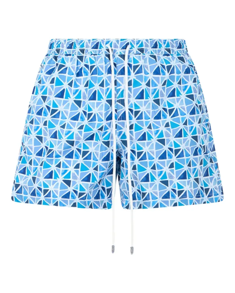 Fedeli geometric-print drawstring swim shorts - Blau Blau
