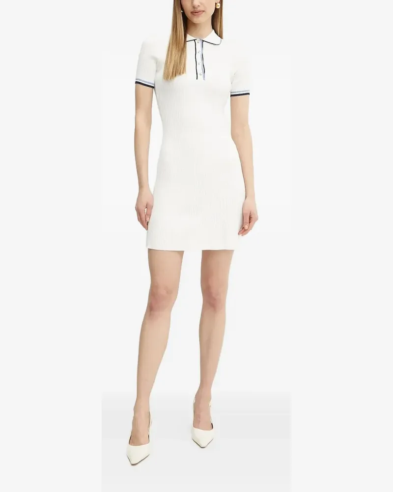 Guess Geripptes Poloshirtkleid - Weiß Weiß