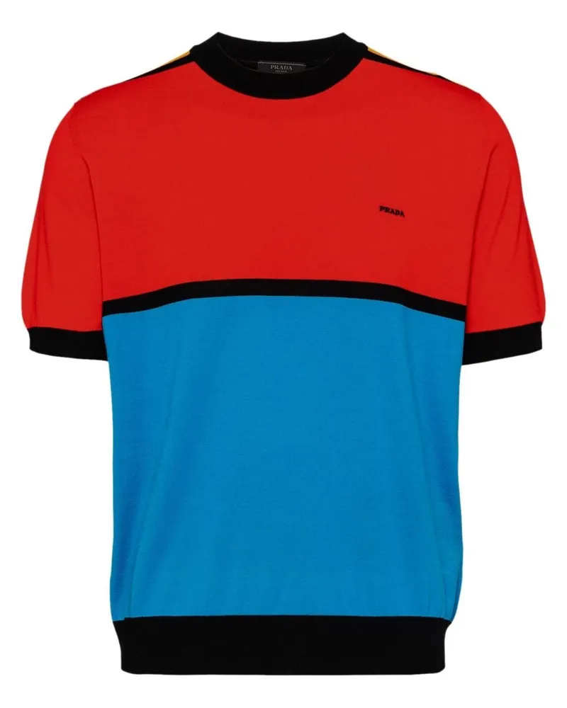 Prada Pullover in Colour-Block-Optik - Blau Blau
