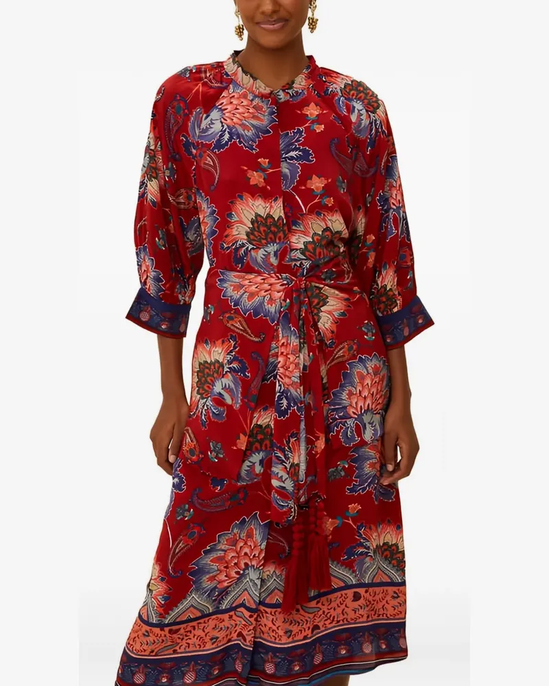 FARM Rio tie-waist floral midi dress - Rot Rot