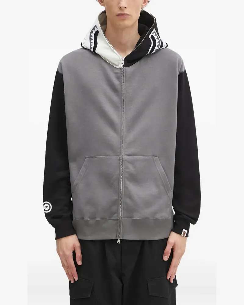 BAPE Kapuzenjacke mit Hai-Print - Grau Grau
