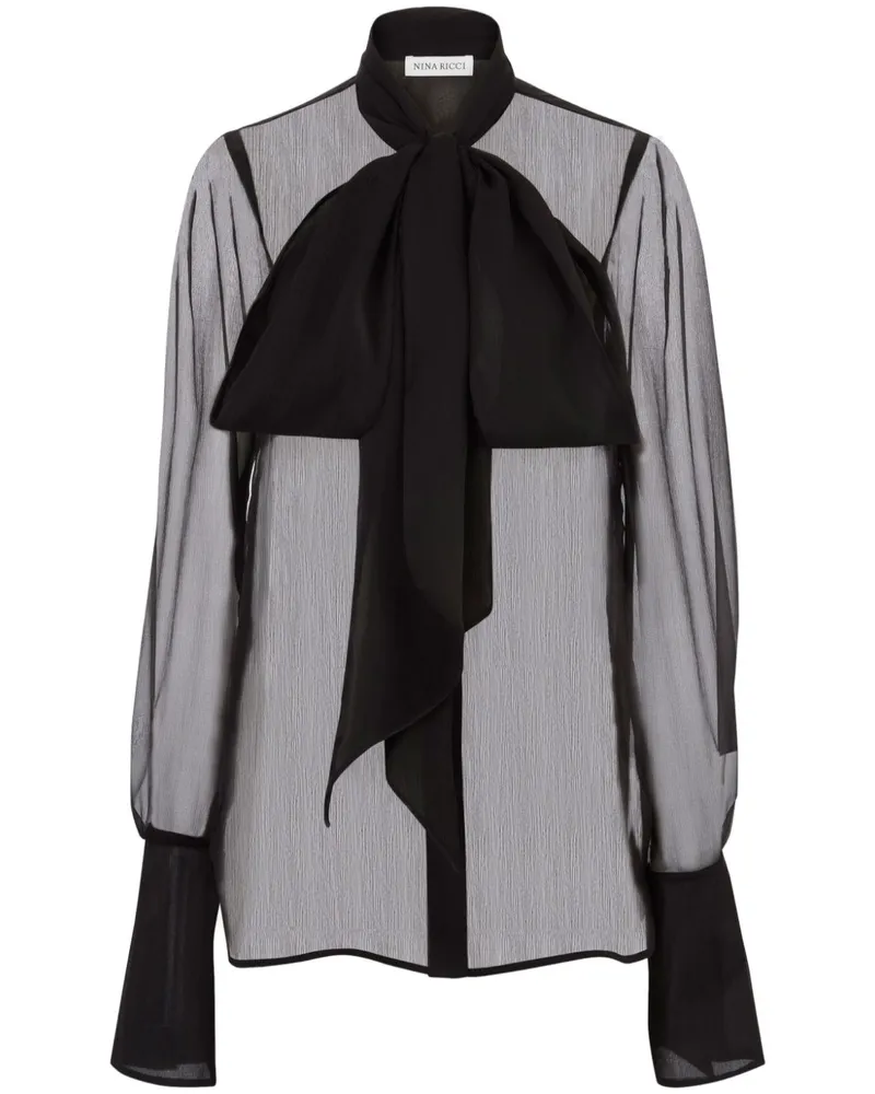 Nina Ricci Semi-transparentes Seidenhemd - Schwarz Schwarz