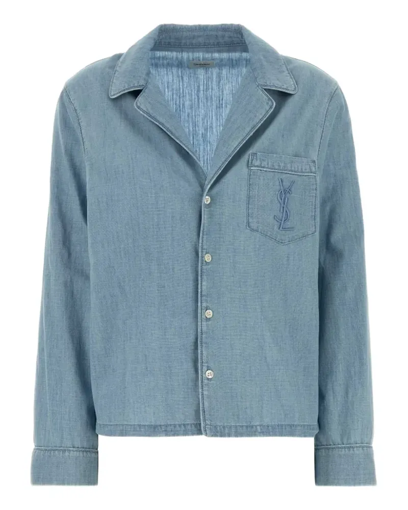 Saint Laurent Cassandre shirt in chambray - Blau Blau