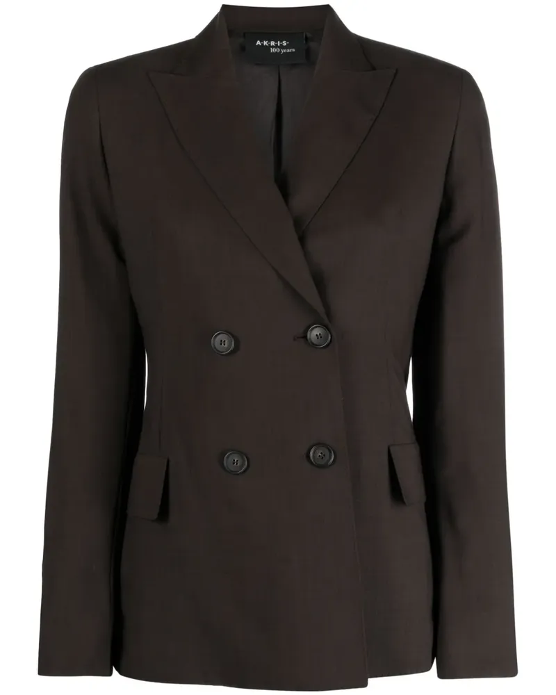 Akris Doppelreihiger Blazer mit steigendem Revers - Braun Braun