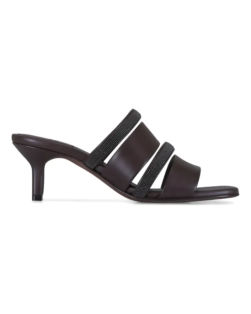 Brunello Cucinelli Monili-embellished leather sandals - Braun Braun