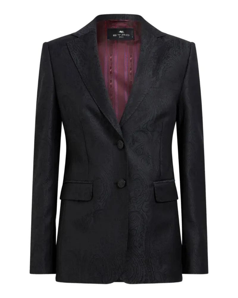 Etro single-breasted wool jacquard jacket with Arnica motif - Schwarz Schwarz
